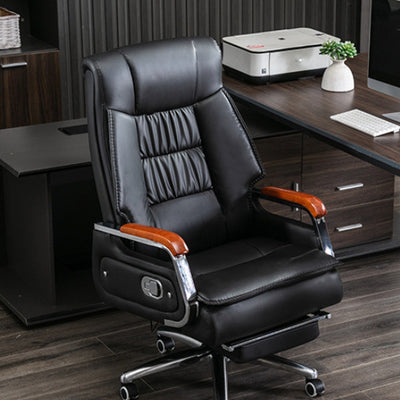 Contemporary Scandinavian Aluminum Alloy Solid Wood PU Desk Chair Backrest Armrest Footrest For Home Office