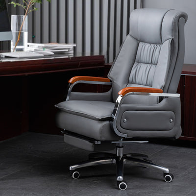 Contemporary Scandinavian Aluminum Alloy Solid Wood PU Desk Chair Backrest Armrest Footrest For Home Office