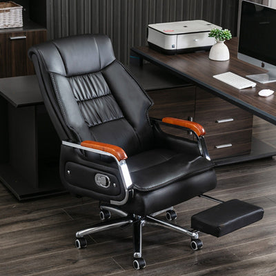 Contemporary Scandinavian Aluminum Alloy Solid Wood PU Desk Chair Backrest Armrest Footrest For Home Office