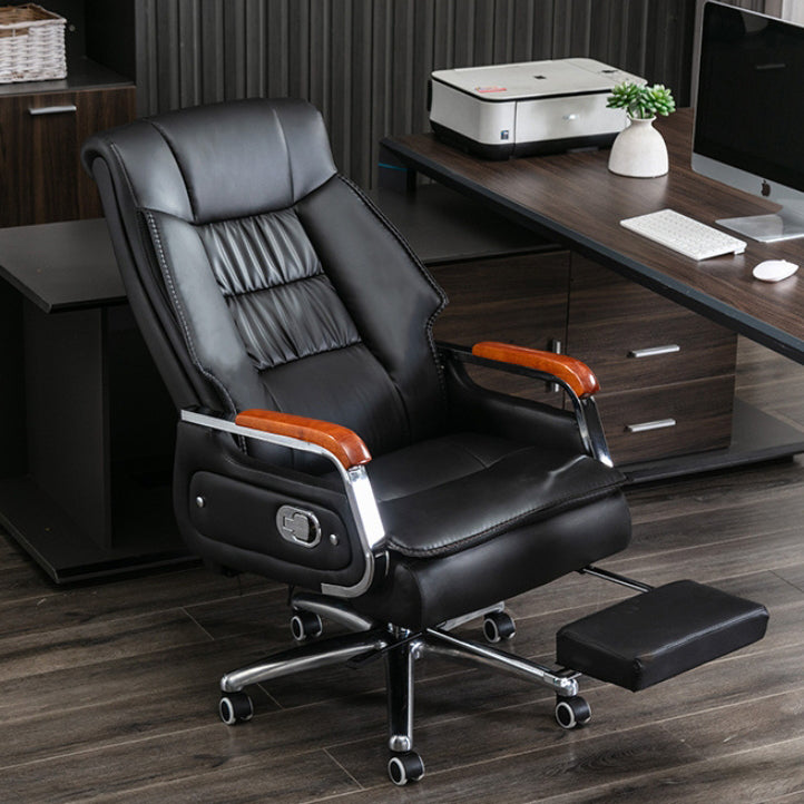 Contemporary Scandinavian Aluminum Alloy Solid Wood PU Desk Chair Backrest Armrest Footrest For Home Office