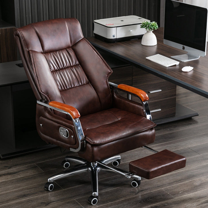 Contemporary Scandinavian Aluminum Alloy Solid Wood PU Desk Chair Backrest Armrest Footrest For Home Office