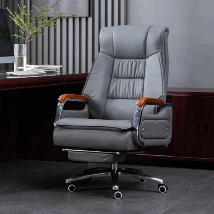 Contemporary Scandinavian Aluminum Alloy Solid Wood PU Desk Chair Backrest Armrest Footrest For Home Office