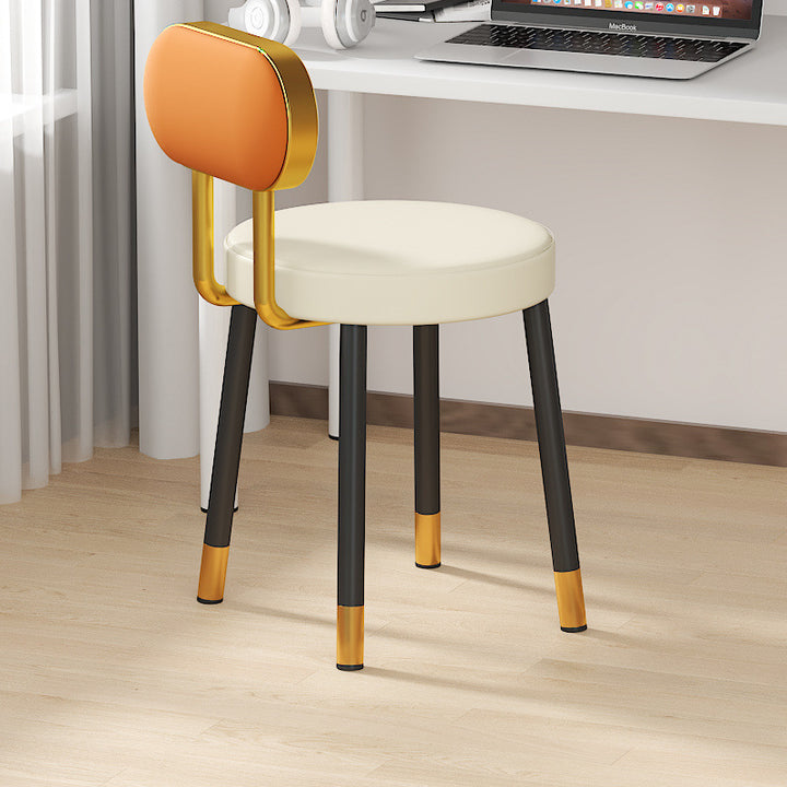 Tabouret de coiffeuse contemporain nordique en cuir PU et fer, avec dossier, sans accoudoirs, pour chambre à coucher 