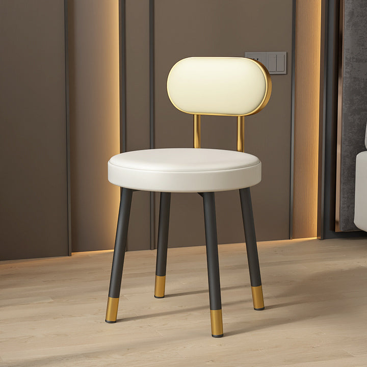 Tabouret de coiffeuse contemporain nordique en cuir PU et fer, avec dossier, sans accoudoirs, pour chambre à coucher 