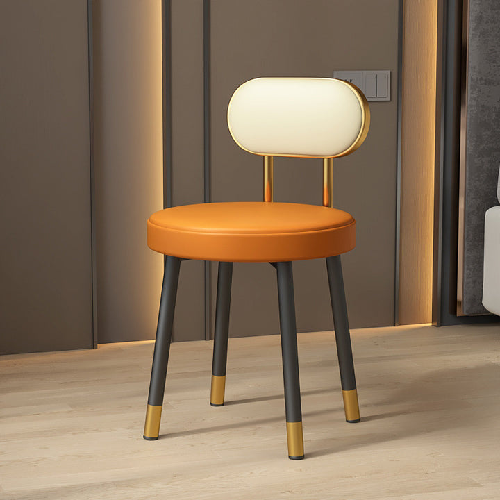 Tabouret de coiffeuse contemporain nordique en cuir PU et fer, avec dossier, sans accoudoirs, pour chambre à coucher 
