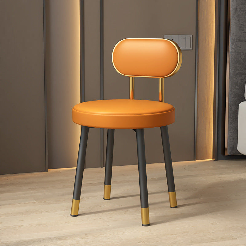 Tabouret de coiffeuse contemporain nordique en cuir PU et fer, avec dossier, sans accoudoirs, pour chambre à coucher 