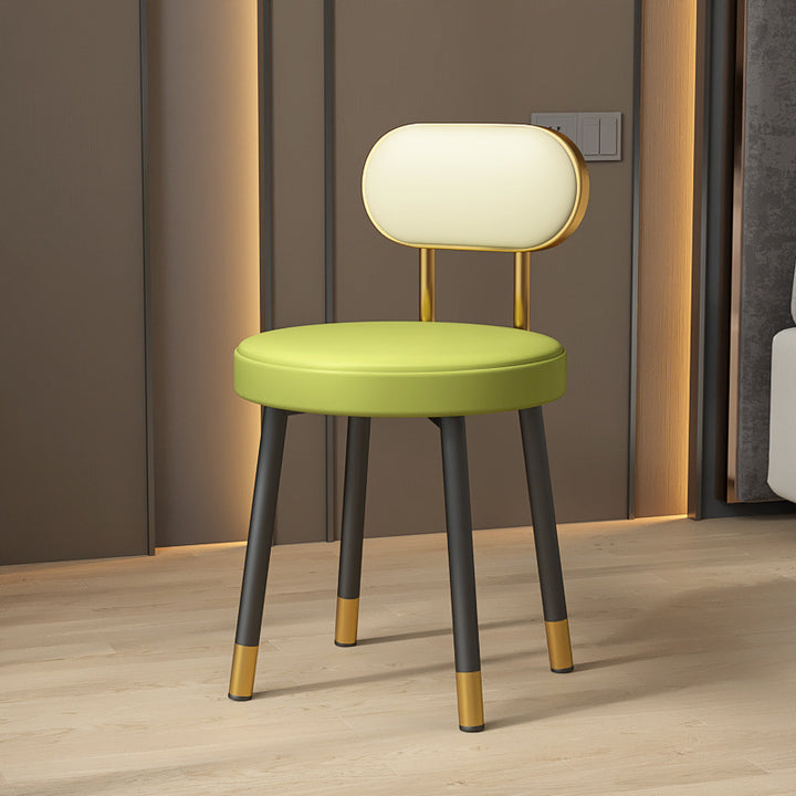 Tabouret de coiffeuse contemporain nordique en cuir PU et fer, avec dossier, sans accoudoirs, pour chambre à coucher 