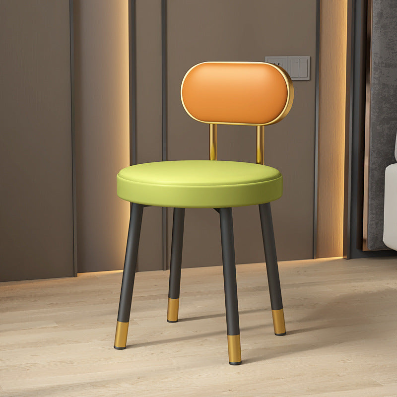 Tabouret de coiffeuse contemporain nordique en cuir PU et fer, avec dossier, sans accoudoirs, pour chambre à coucher 