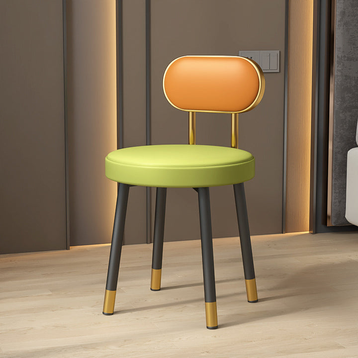 Tabouret de coiffeuse contemporain nordique en cuir PU et fer, avec dossier, sans accoudoirs, pour chambre à coucher 