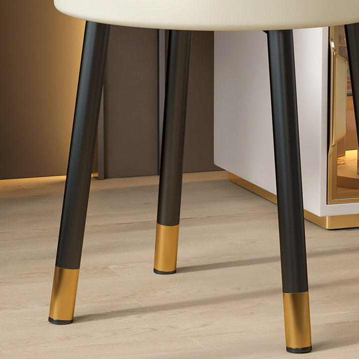Tabouret de coiffeuse contemporain nordique en cuir PU et fer, avec dossier, sans accoudoirs, pour chambre à coucher 