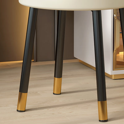 Zeitgenössischer nordischer Hocker aus gefrostetem Samt und Kohlenstoffstahl ohne Rückenlehne für das Schlafzimmer 