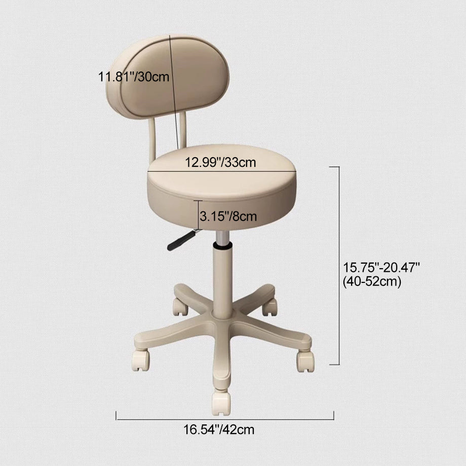Tabouret de coiffeuse contemporain nordique rond en cuir nylon avec dossier sans accoudoirs pour chambre 
