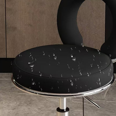 Contemporary Scandinavian Round Cushion Hollow Leather Electroplating Metal Vanity Stool Backrest Armless For Bedroom