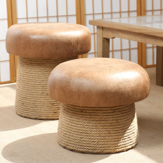Tabouret en bois massif sans dossier ni accoudoirs en corde de chanvre technique en lin avec champignon japonais traditionnel pour salon 