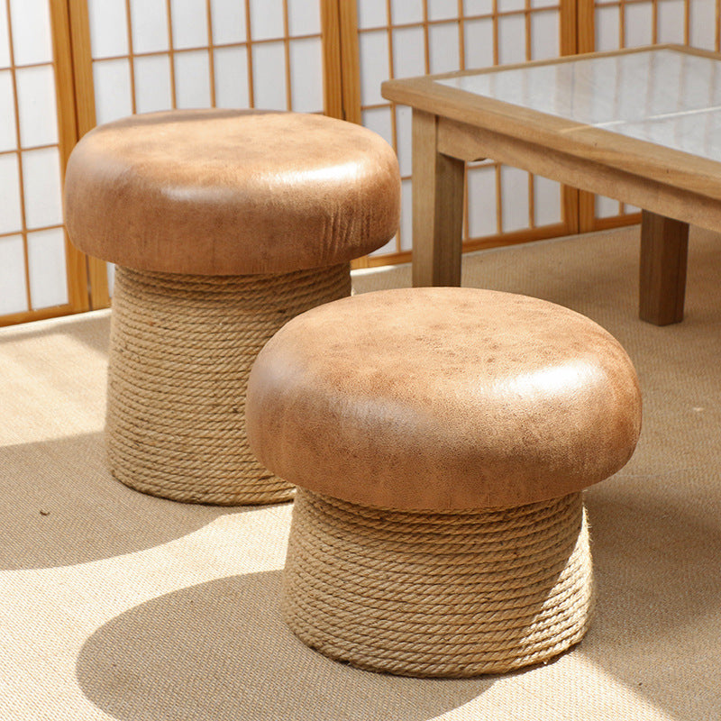 Tabouret en bois massif sans dossier ni accoudoirs en corde de chanvre technique en lin avec champignon japonais traditionnel pour salon 