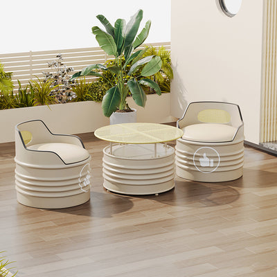 Modern Simplicity Cylindrical Oil Drum Leather Iron Chair Backrest Armless For Outdoor Patio