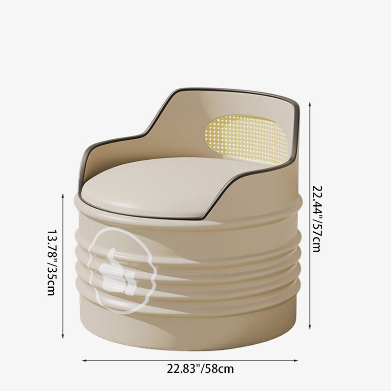 Modern Simplicity Cylindrical Oil Drum Leather Iron Chair Backrest Armless For Outdoor Patio
