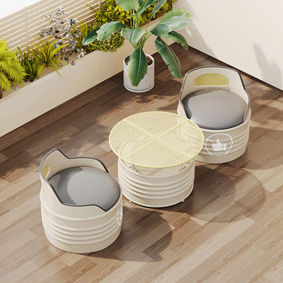 Modern Simplicity Cylindrical Oil Drum Leather Iron Chair Backrest Armless For Outdoor Patio