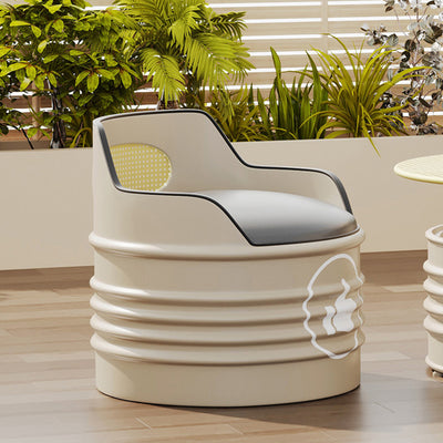 Modern Simplicity Cylindrical Oil Drum Leather Iron Chair Backrest Armless For Outdoor Patio