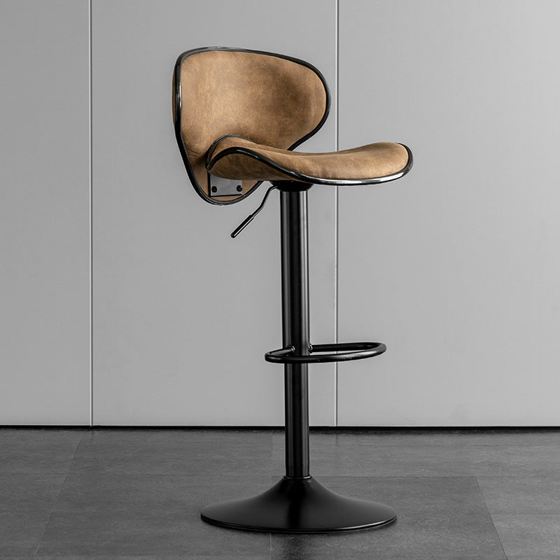 Contemporary Scandinavian Round Base Technology Fabric Iron Bar Stool Backrest Armless For Dining Room
