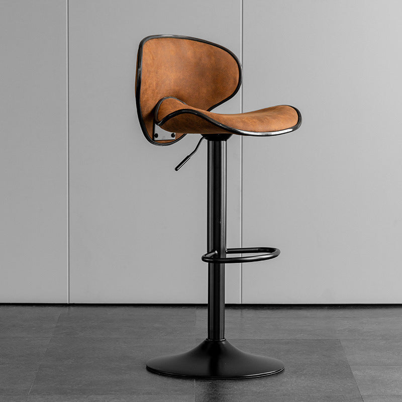 Contemporary Scandinavian Round Base Technology Fabric Iron Bar Stool Backrest Armless For Dining Room