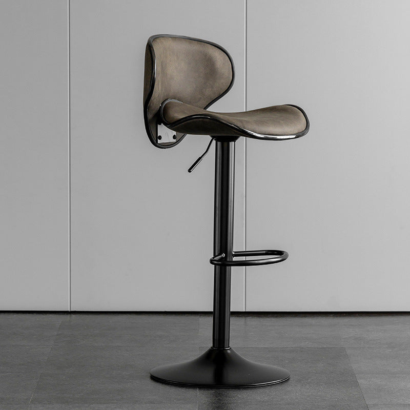 Contemporary Scandinavian Round Base Technology Fabric Iron Bar Stool Backrest Armless For Dining Room