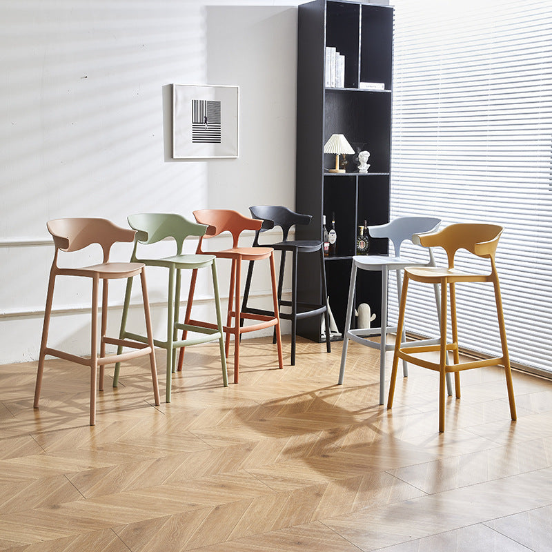 Zeitgenössischer industrieller Leder-Eisen-Barhocker mit Rückenlehne ohne Armlehnen für das Esszimmer 