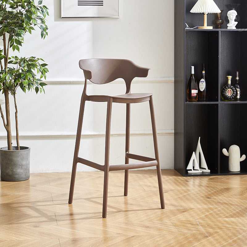 Zeitgenössischer industrieller Leder-Eisen-Barhocker mit Rückenlehne ohne Armlehnen für das Esszimmer 