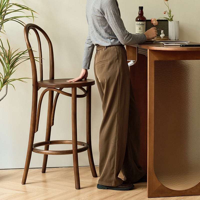 Zeitgenössischer industrieller Leder-Eisen-Barhocker mit Rückenlehne ohne Armlehnen für das Esszimmer 