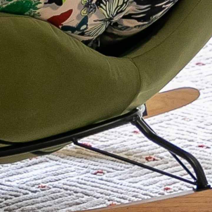 Reclinable contemporáneo de terciopelo nórdico con hierro y pino, respaldo ovalado curvado y apoyabrazos para sala de estar 
