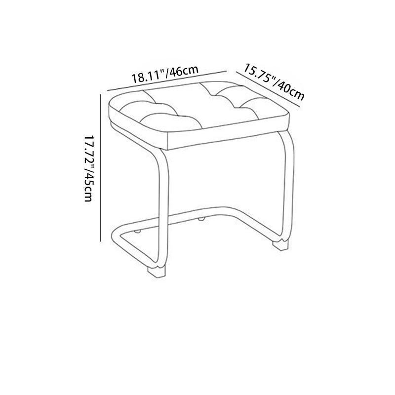 Traditional French Square Geometry Leather Iron Footstool Backless Armless For Entryway