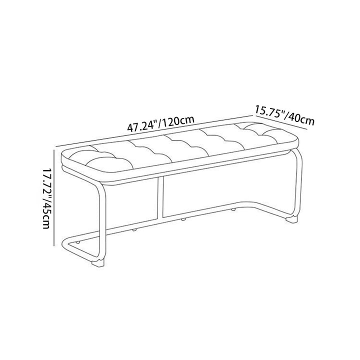 Traditional French Rectangle Geometry PU Leather Iron Bench Backless Armless For Entryway