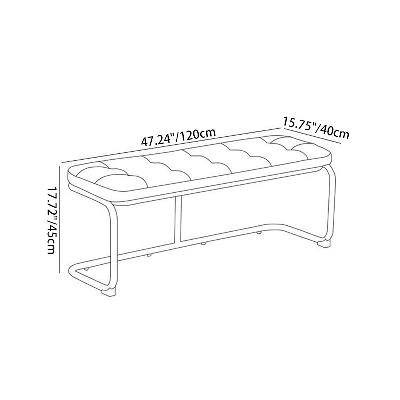 Traditional French Rectangle Geometry Leather Iron Bench Backless Armless For Entryway
