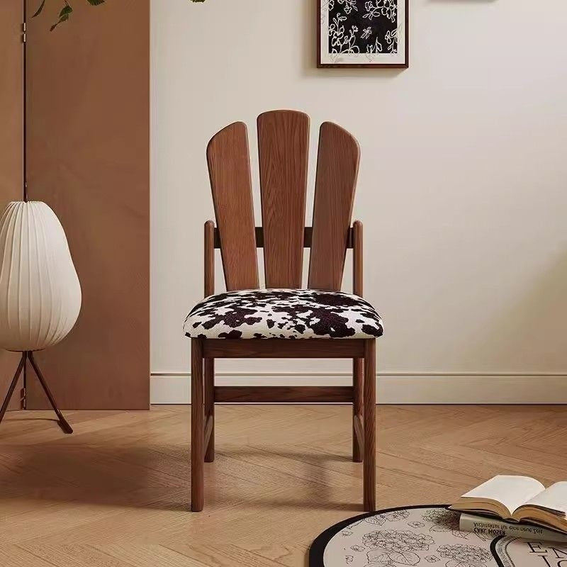 Taburete de tocador sin brazos de madera maciza con cojín de tela de respaldo de pavo real cuadrado francés tradicional para dormitorio 