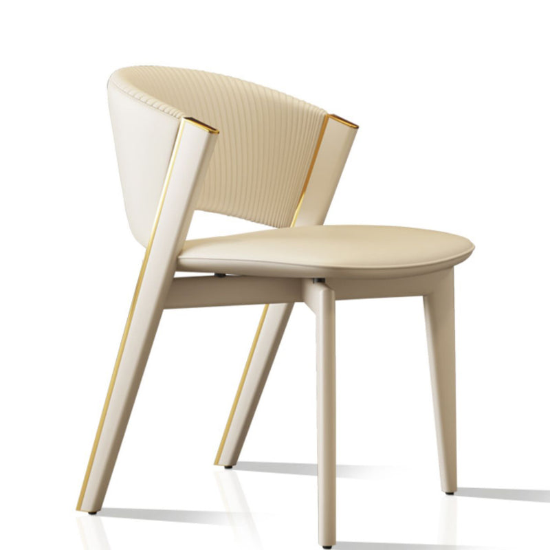 Contemporary Scandinavian Square Sector PU Carbon Steel Dining Chair Backrest Armless For Dining Room