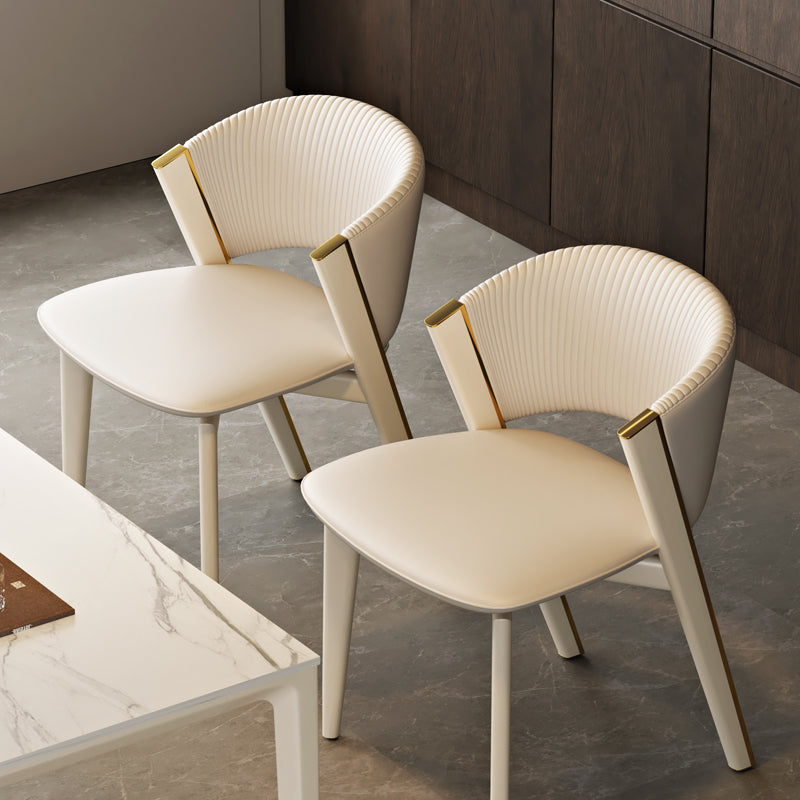 Contemporary Scandinavian Square Sector PU Carbon Steel Dining Chair Backrest Armless For Dining Room