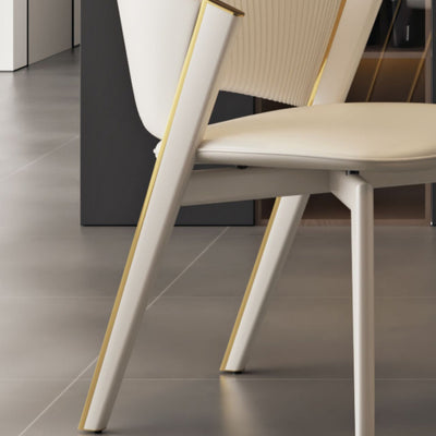 Contemporary Scandinavian Square Sector PU Carbon Steel Dining Chair Backrest Armless For Dining Room