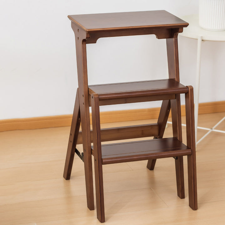 Zeitgenössische, schlichte, klappbare Bambus-Mehrzweckleiterstuhl ohne Rückenlehne und Armlehnen für das Wohnzimmer 