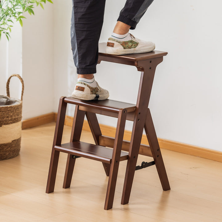 Zeitgenössische, schlichte, klappbare Bambus-Mehrzweckleiterstuhl ohne Rückenlehne und Armlehnen für das Wohnzimmer 