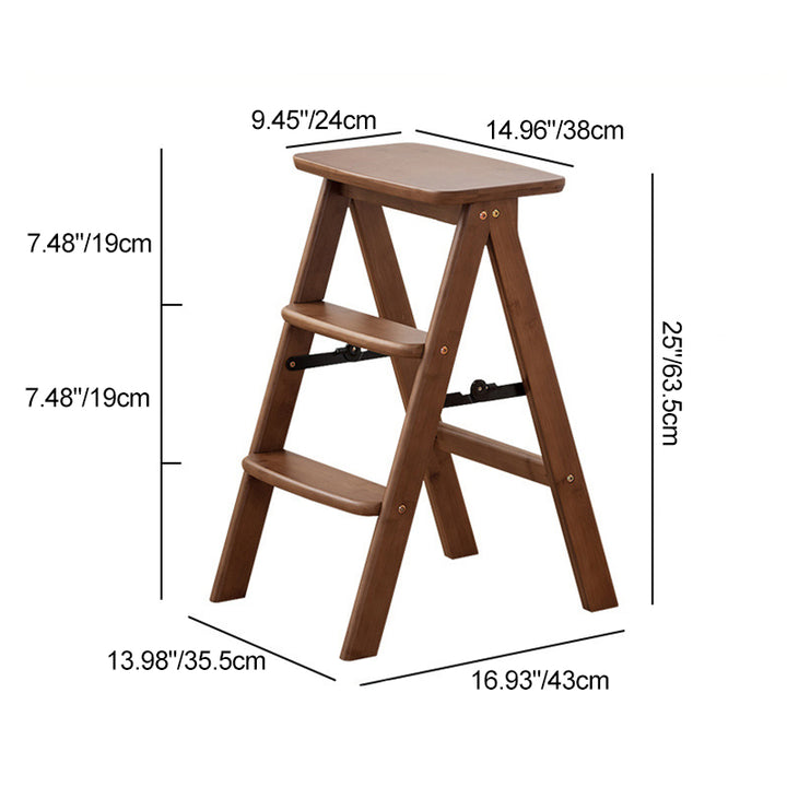 Zeitgenössische, schlichte, klappbare Bambus-Mehrzweckleiterstuhl ohne Rückenlehne und Armlehnen für das Wohnzimmer 
