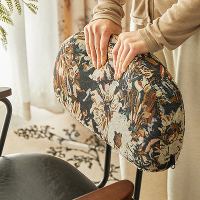 Contemporary Retro Leather Carbon Steel Sunflower Floral Swivel Desk Chair Backrest Armrest For Study