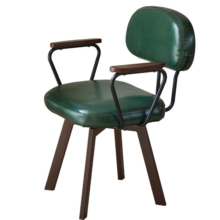 Silla de escritorio giratoria contemporánea retro de cuero PU y metal con girasol floral, respaldo y reposabrazos para estudio 