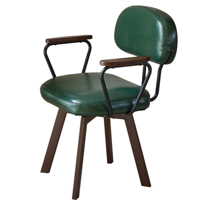 Contemporary Retro Leather Carbon Steel Sunflower Floral Swivel Desk Chair Backrest Armrest For Study