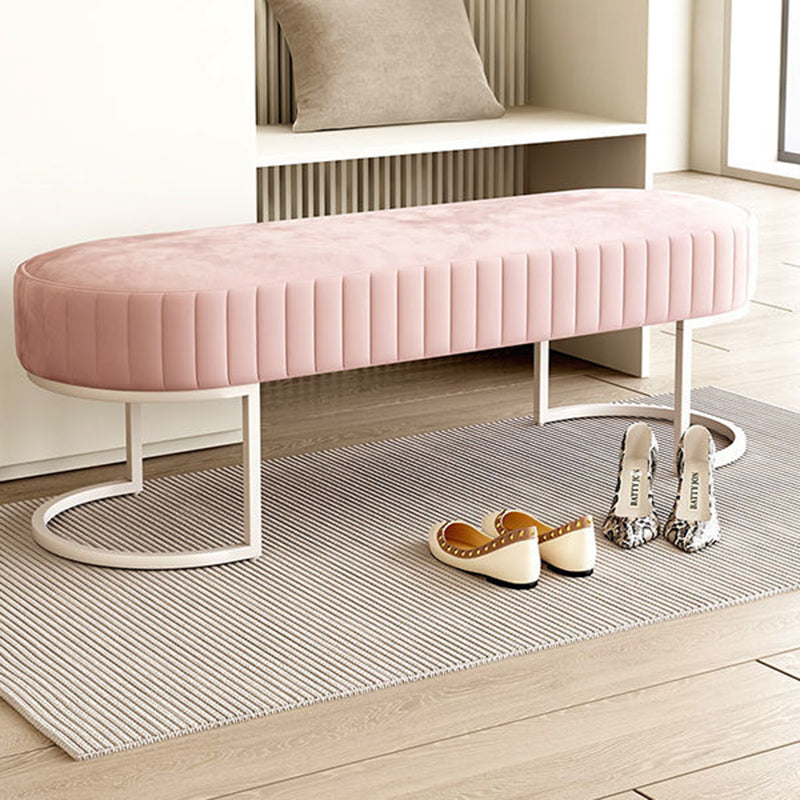 Contemporary Nordic Rectangle Flannelette Iron Backless Armless Bench For Entryways