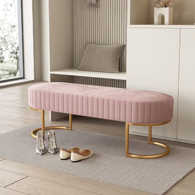 Contemporary Nordic Rectangle Flannelette Iron Backless Armless Bench For Entryways