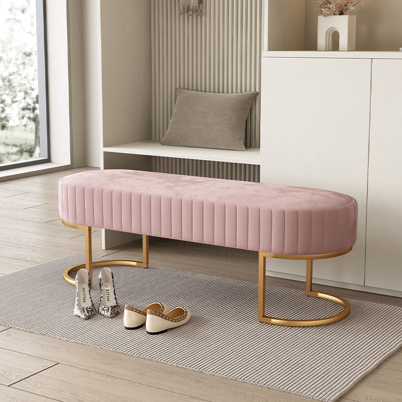 Contemporary Nordic Rectangle Flannelette Iron Backless Armless Bench For Entryways