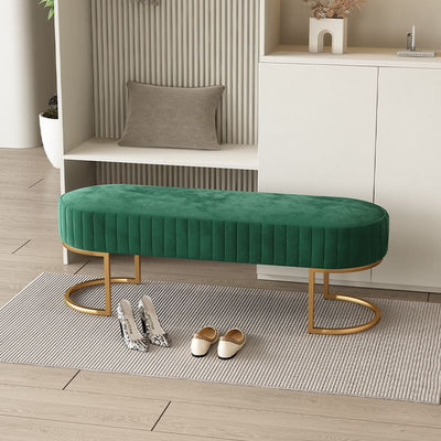 Contemporary Nordic Rectangle Flannelette Iron Backless Armless Bench For Entryways