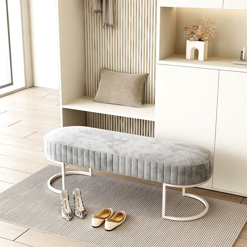 Contemporary Nordic Rectangle Flannelette Iron Backless Armless Bench For Entryways