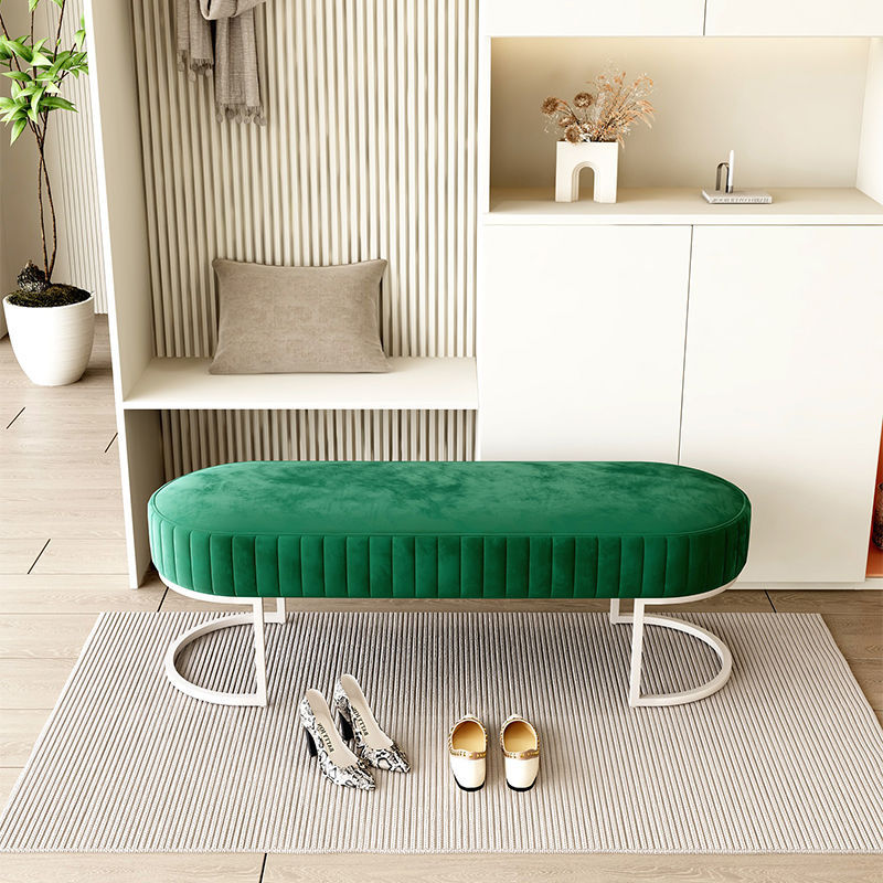 Contemporary Nordic Rectangle Flannelette Iron Backless Armless Bench For Entryways