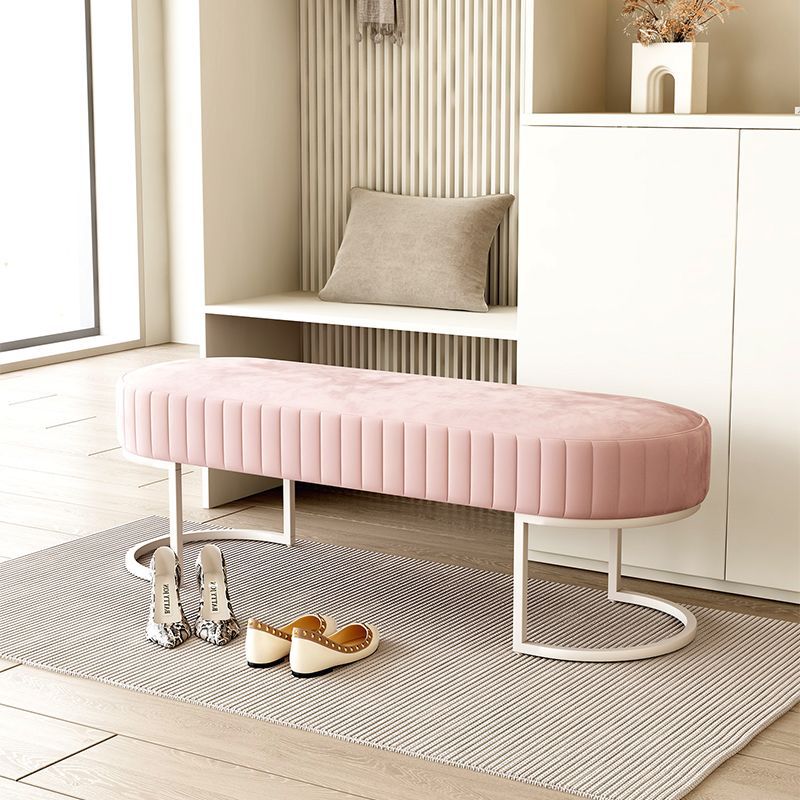 Contemporary Nordic Rectangle Flannelette Iron Backless Armless Bench For Entryways